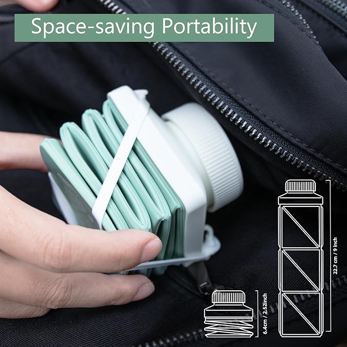 24oz Collapsible Water Bottles, Food grade BPA Free Reusable Foldable Water - Image 2