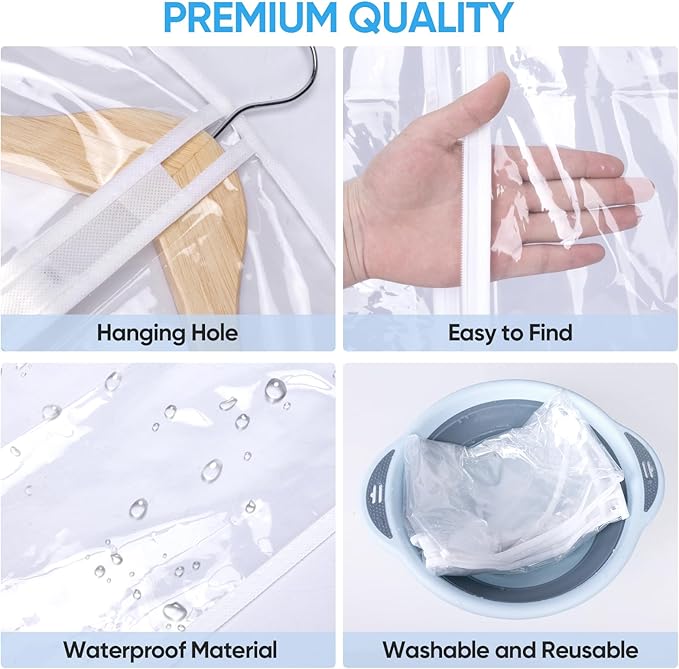 BALEINE 60'' Clear Garment Bags, 12 Packs PEVA Dress Bag - Image 2