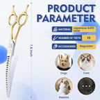 JASON 7.5 Inch Curved Chunker Scissors for Dog Grooming 19 Teeth Professional Downward Chunker Shears with Symmetric Handle Sharp Comfortable Christmas Gift