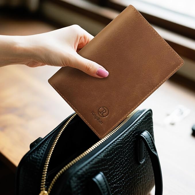 Ringsun Leather Passport Cover for Men Women, RFID Passport Wallet Case Travel - Image 7
