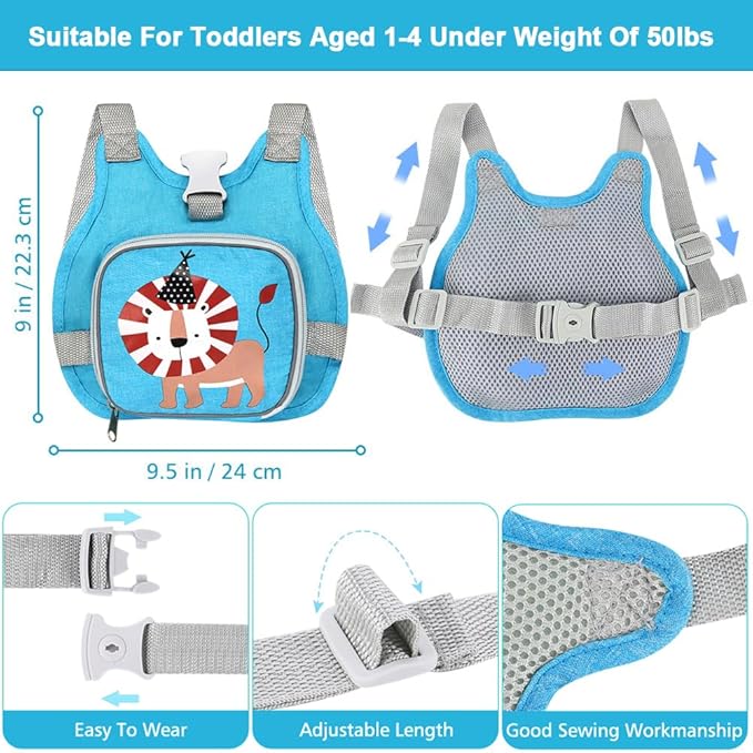 Toddler Harness Leash+ Anti Lost Wrist Link, Accmor Adorable Lion Baby Harness - Image 2