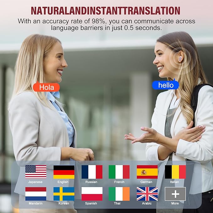 AI Language Translator Earbuds Real Time, 164 Language/6 Translation Modes - Image 2