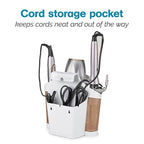 Polder Style Station, Tool Organizer for Hair Dryer, Curling Iron, and Straightener, Easy-to-Store Hair Styling Station, White and Copper