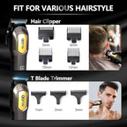 Hair Clippers for Men, Cordless & Corded Professional Clippers Set, 7500RPM Rechargeable Hair Cutting Kit with Precision Blades & Guide Combs, Ideal for Barbers & Home Use (Silver)