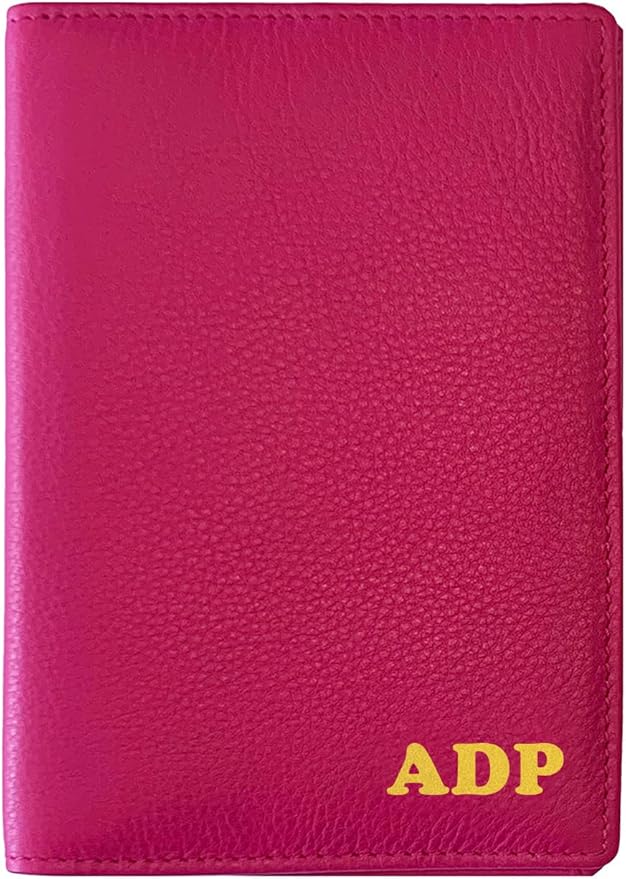 Personalized Monogrammed Bright Pink Leather RFID Passport Wallet by 123CheapChecks