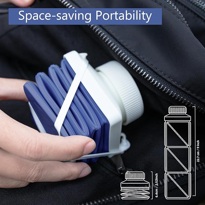 24oz Collapsible Water Bottles, Foodgrade BPA Free Reusable Foldable Water - Image 2