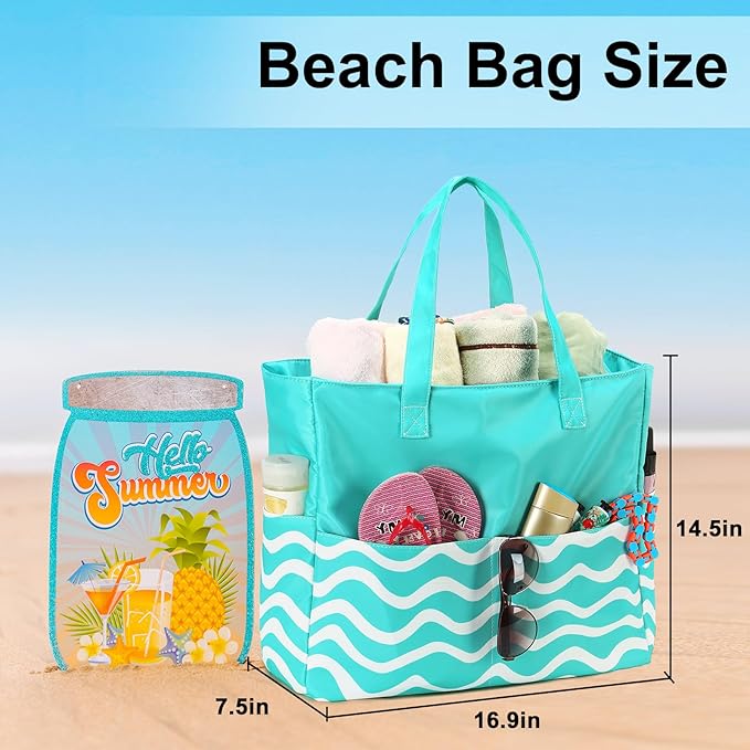 LEDAOU Beach Bag Waterproof Sandproof Women Tote Bag Pool Bag - Image 5