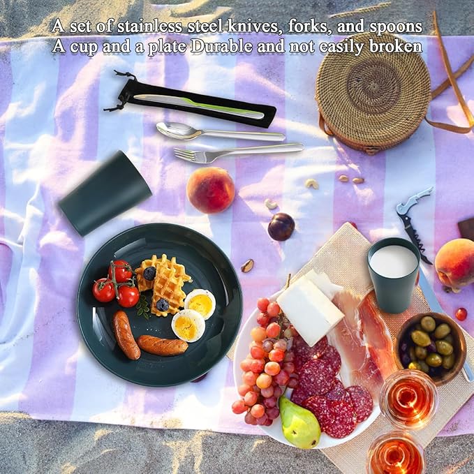 Evanda Camping Cutlery Set, Reusable Light Weight Mug, Plate and Stainless - Image 4