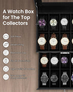 Uten 20-Slot Watch Box, 2-Layers PU Leather Watch Case - Image 6