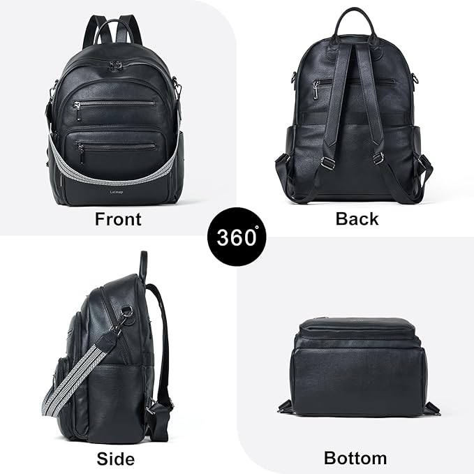 Backpack Purse for Women Laptop Backpack, Leather Travel Backpack Shoulder Bag - Image 4