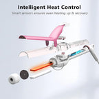 1 Inch Long Barrel Digital Ceramic Curling Wand with Auto Shut Off and Dual Voltage for All Hair Types - Fast Even Heat Up