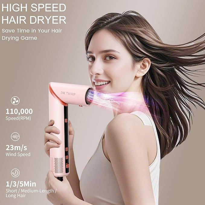9 in 1 Hot Air Styler Wrap, High-Speed Hair Dryer Brush with Auto Wrap Curlers, Foldable Ionic Blow Dryer Brush for Fast Drying, Smoothing & Volumizing, Multi-Styling Tools (Gifts for Women)