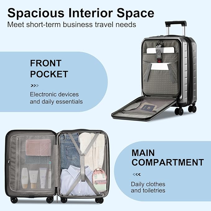 Expandable Carry On Luggage Airline Approved, 20 Inch Lightweight ABS+PC Hard - Image 4