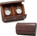 Watch Travel Case, Luxury Leather Watch Roll 2 Slot Organizer Box, Jewelry by Rudmox