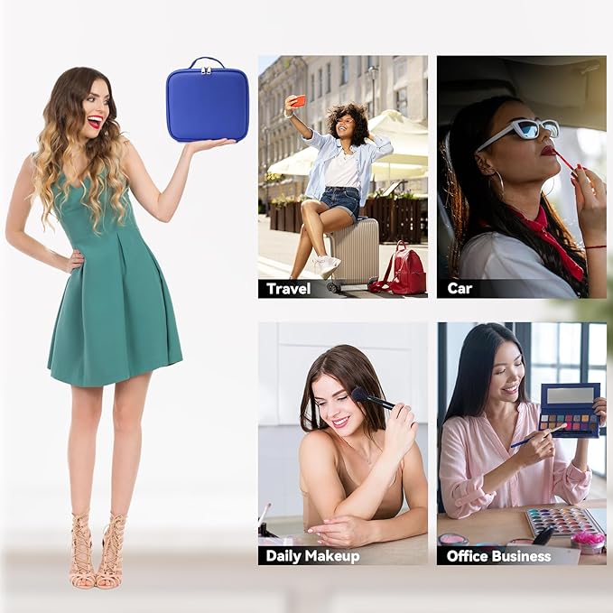 Travel Makeup Bag with LED Mirror and 10x magnifying glass with 3 Lighted - Image 7