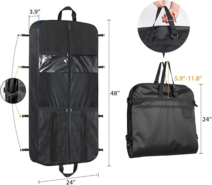 Zilink 48 Inch Garment Bags for Travel Heavy Duty Travel Suit Bag for Men Women - Image 5