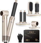 5 in 1 Hair Dryer Brush Set,Professional Negative Ionic Hot Air Styler, Air Curling Wrap Styler,Detachable Blow Dryer Brush With Auto Wrap Curlers,Hair Styling Tools For Straight/Curl/Drying/Smoothing