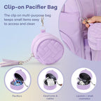 RUVALINO Diaper Bag Backpack, Large Capacity, Waterproof, Light Purple - Image 9