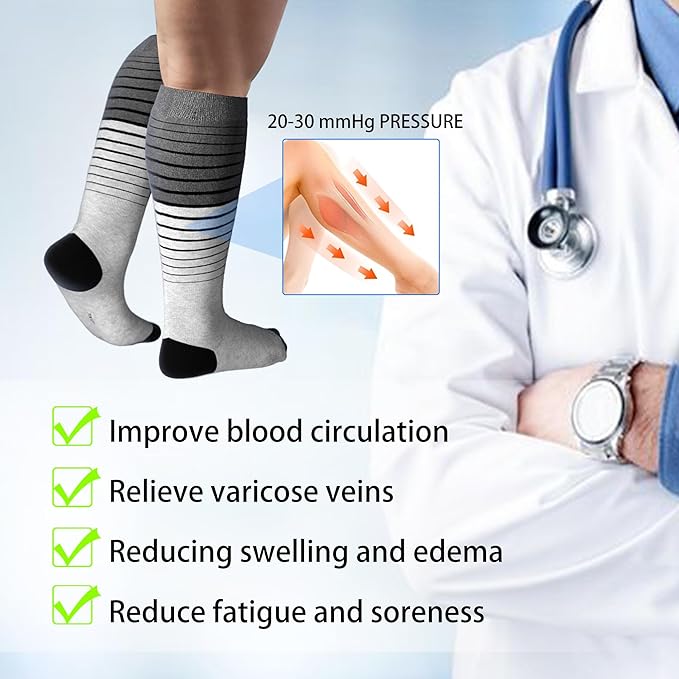LEVSOX Compression Socks for Pregnant Women 20-30 mmHg Knee High Cute Funny - Image 6