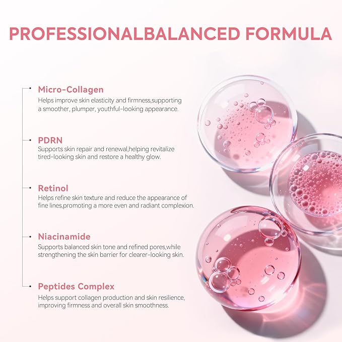 PDRN Pink Collagen Capsule Cream with Retinol & 5% Niacinamide – Salmon DNA Dual Texture Moisturizer for Face – 200Da Micro Collagen Jelly Gel for Barrier Repair, Firming & Glass Glow Skin – 2.37 oz