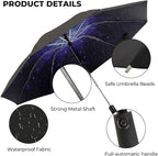 Compact Inverted Travel Umbrella, Automatic Open Close, 9-Rib 46 Inch Windproof - Image 2