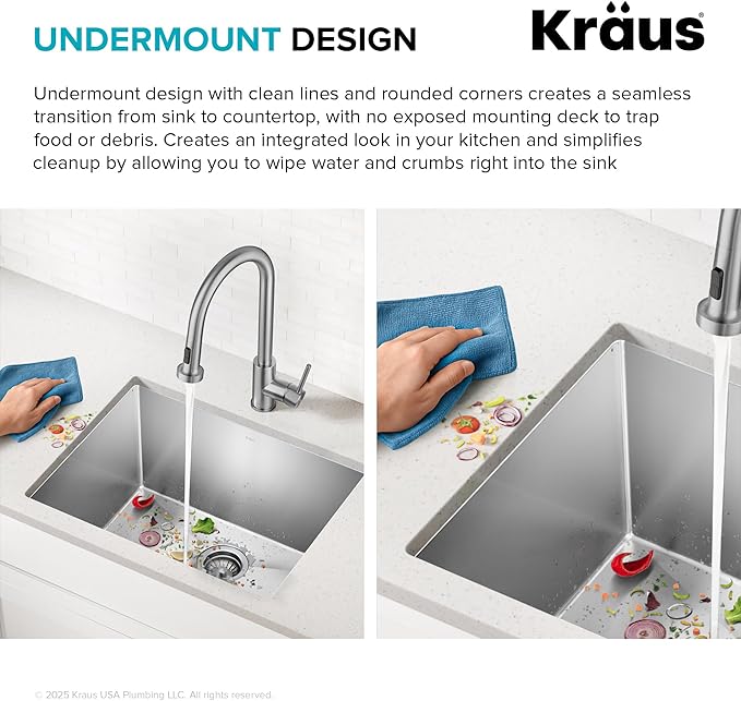 Kraus KHU101-24L Standart PRO 24-inch Undermount 16 Gauge Single Bowl Laundry - Image 9