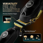 SUPRENT Professional Hair Clippers for Men, Cordless Hair Cutting Kit, Barber Clippers & Zero-gapped Trimmer Combo with Type-C Rechargeable, Titanium Plated Ceramic Blade(Black)