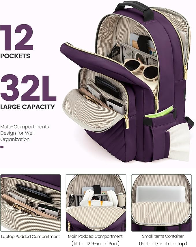 LOVEVOOK Laptop Backpack for Women, Travel Computer Work Bags - Image 2