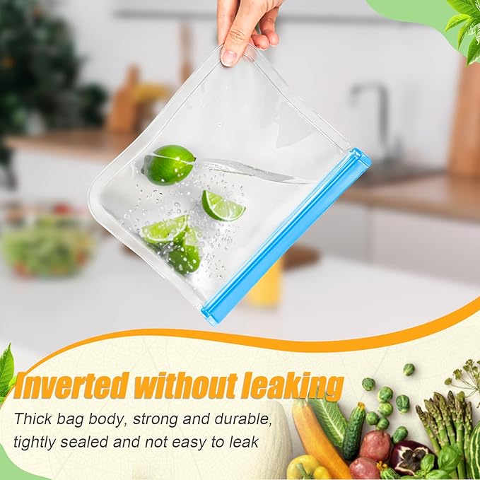 10 Pack Reusable Storage Bags, Dishwasher Safe Reusable Food Storage Bags - Image 5