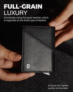 Jenoss Smart Wallet For Men: Full Grain Leather, Handcrafted, Slide Metal Pop - Image 2