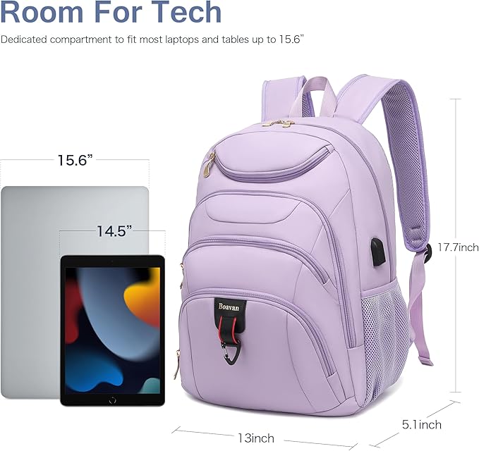Boavan Laptop Backpack for women, 15.6inch Laptop Bag - Image 3