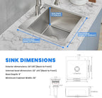 POPFLY 24×18 Inch Drop in Kitchen Sink, Topmount Handmade Single Bowl 18 Gauge - Image 7