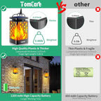 TomCare Solar Lights Upgraded Solar Lantern Flickering Flame Outdoor Hanging - Image 2