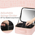 Makeup Travel Train Case with Mirror LED Light 3 Adjustable Brightness Cosmetic - Image 3