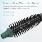 Mini Thermal Round Brush, 1/2 Inch Barrel Volume Heat Styling Brush for Men and Women Short Thin Curly Straight Hair, Heated Curling Iron,12 Temperature Setting (1.1 Inch with Bristles)