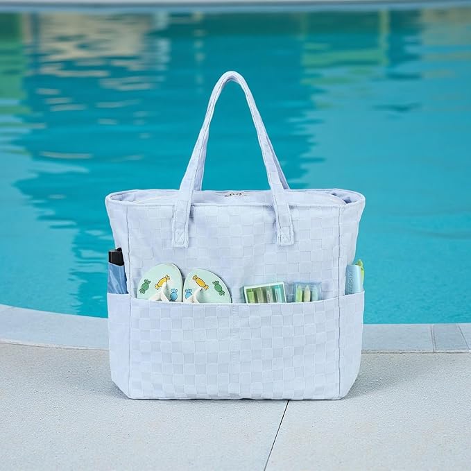 LEDAOU Large Beach Tote Bag Women Waterproof Sandproof Zipper Beach Tote Bag - Image 6