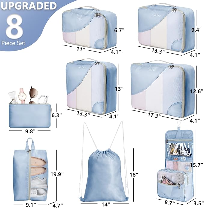 8 Set Packing Cubes for Travel, Gifts for Women Mom, Anti-Tearing Suitcase - Image 2