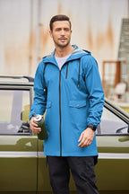 COOFANDY Men's Long Raincoat Ligtweight Rain Jacket Waterproof Outdoor Jackets - Image 3