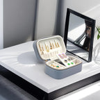 Small Jewelry Travel Case For Womens Small Rectangle PU Leather Jewelry Box - Image 5