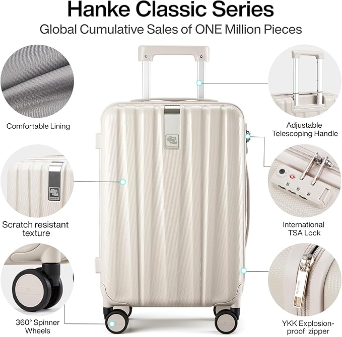 Hanke 20 Inch Carry On Luggage 22x14x9 Airline Approved Lightweight PC Hard - Image 5
