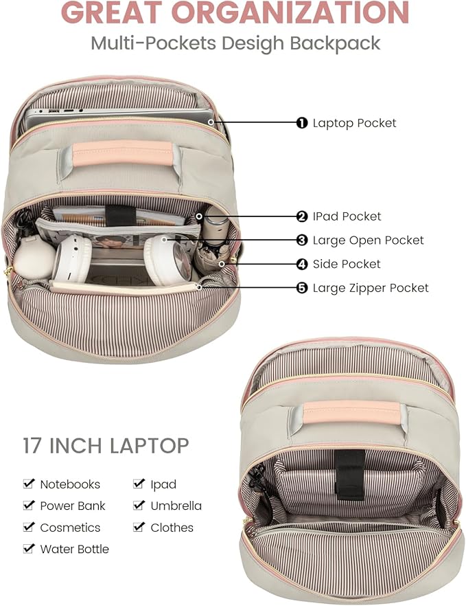 LOVEVOOK Laptop Backpack for Women, Travel Computer Work Bags - Image 3