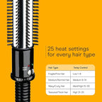 Conair Instant Heat Curling Iron Brush, 1 1/4-Inch Barrel Curling Brush for Short Hair, 30-Second Heat-Up with 25 Heat Settings for All Hair Types, Black