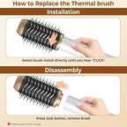 6 in 1 Hair Dryer Brush, Foldable Blow Dryer Brush with Air Styler Curler Wrap, Detachable Hot Air Brush Dry,Volumize, Straight,Curl, Negative Ion Brush Blow Dryer with Diffuser, Hair Styler Tools