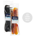 Expressions 12pc Styling Combs, Hair Comb Set for All Hair Types, Professional Barber Supplies, Durable Material, Gentle on Hair