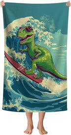 WZOMT Kids Dinosaur Beach Towel, Microfiber Dinosaurs Towels by WZOMT