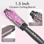 Thermal Brush Hair Curling Brush, 30s Fast Heated Round Brushes 1.5" for Long Lasting Look, Negative Ion Tech, 5 Temp Settings, Less Damage, Universal Voltage for Travel, Easy to Use, Rose Gold