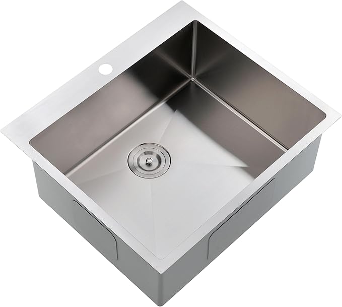 Comllen 25 x 22 Inch Drop In Kitchen Sink, Brushed Nickel Topmount 16 Gauge - Image 2