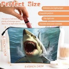 Cosmetic Bags Travel Makeup Toilet Case Waterproof Pouch for Women Girls 6.7X9.45inches - Close - Up of A Great White Shark With Open Mouth