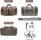Wildroad 50L Travel Duffel Bag, Expandable Canvas Genuine Leather Duffle Bag - Image 5