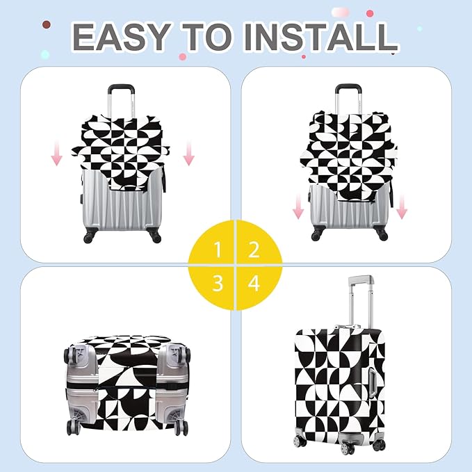 ANNA QUEEN Geometric Minimalist Luggage Cover, Suitcase Protector - Image 6
